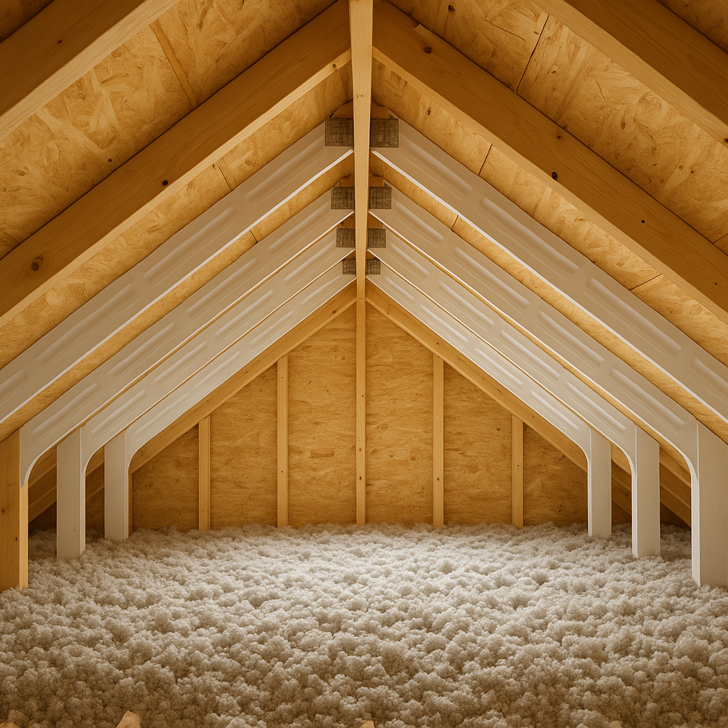 The same attic sheathing after remediation and ventilation fixes