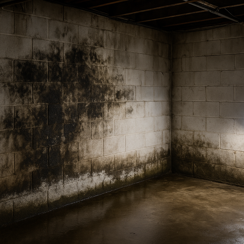 A Grand Rapids basement before mold remediation