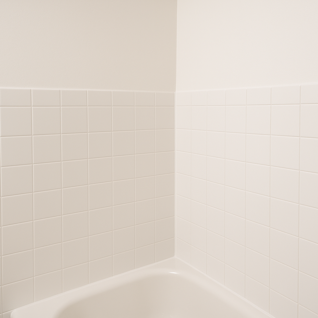 The same bathroom after mold removal and a properly vented fan installed