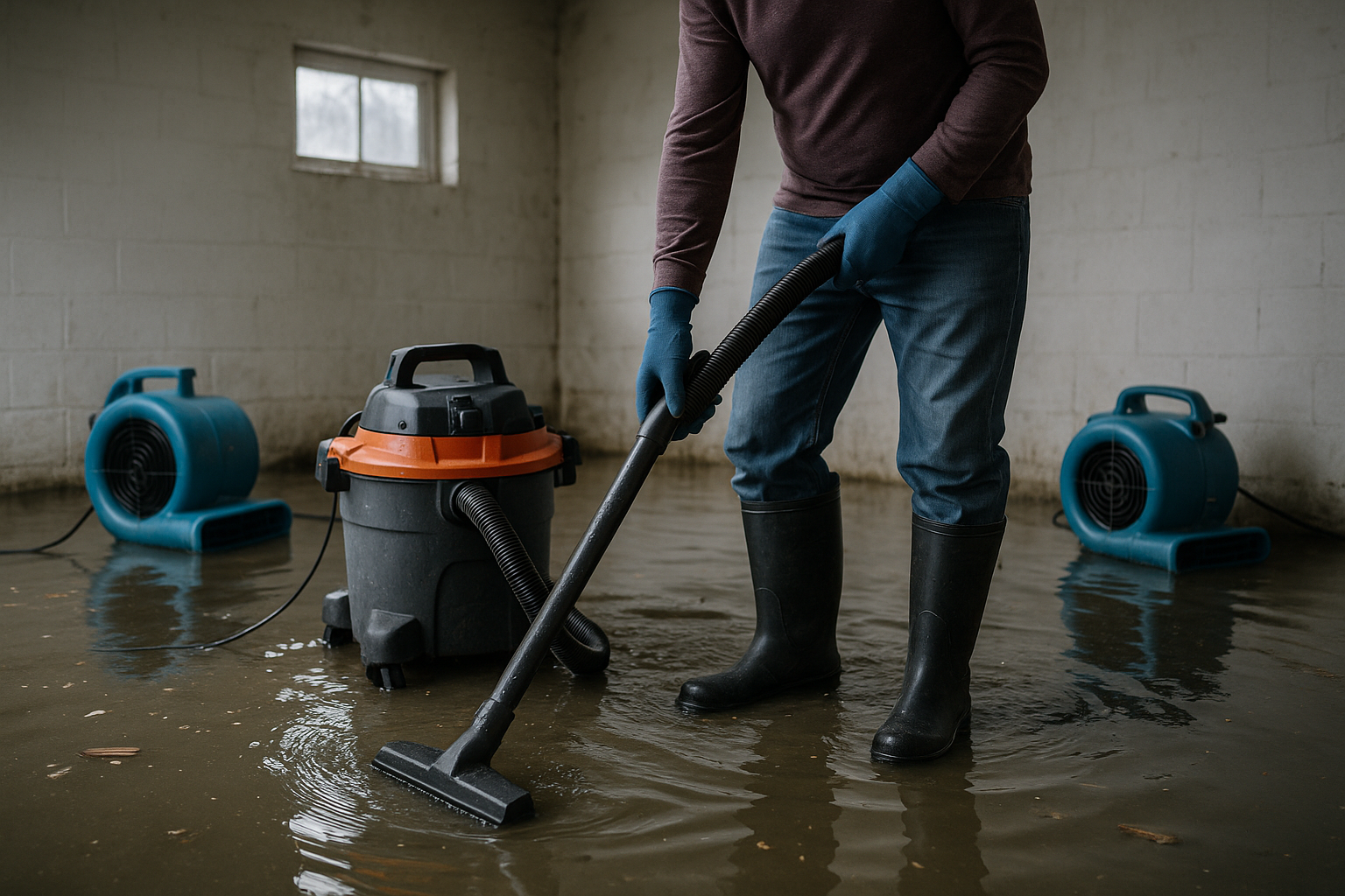 A Grand Rapids homeowner beginning cleanup after a basement flood